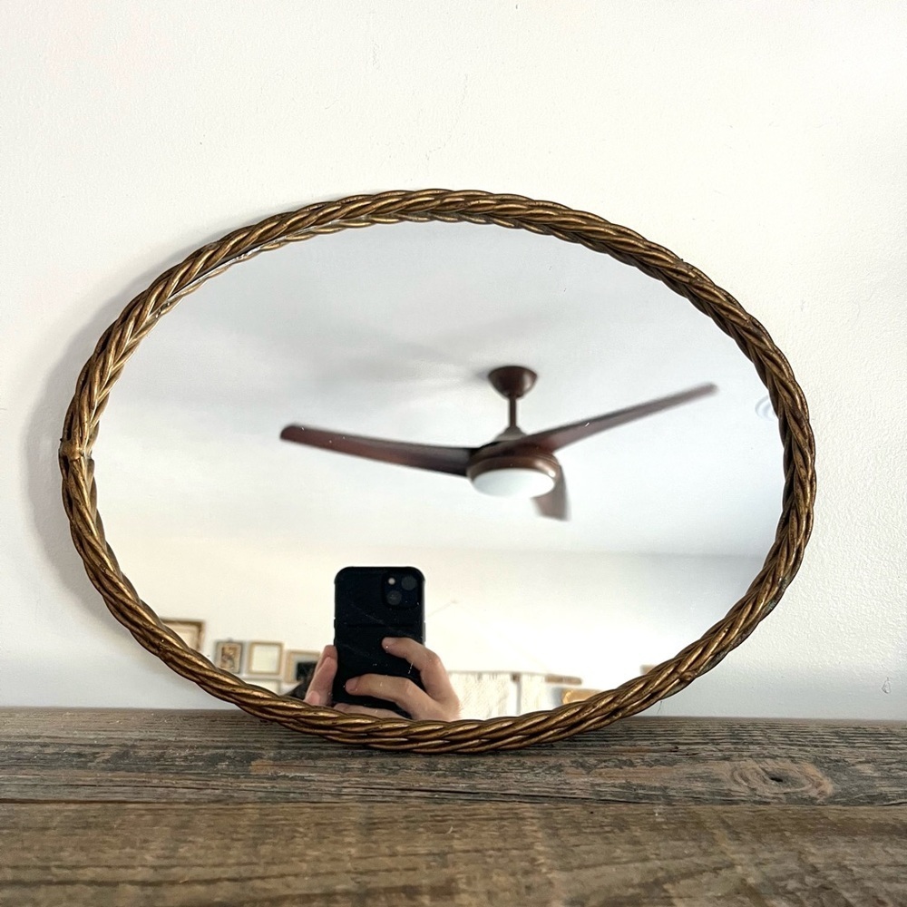 Oval twisted gold frame VTG mirrors
